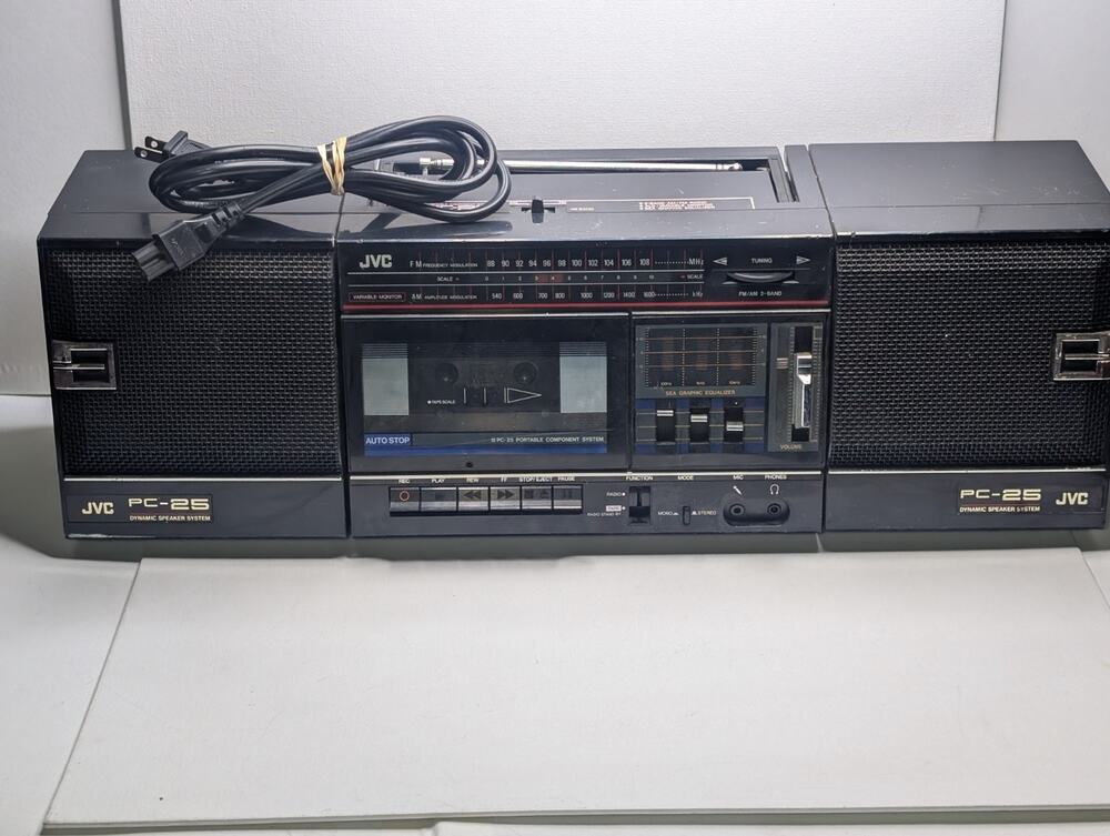 JVC PC-25 PC-R25J AM FM Cassette Boombox Radio Works Missing Selector READ